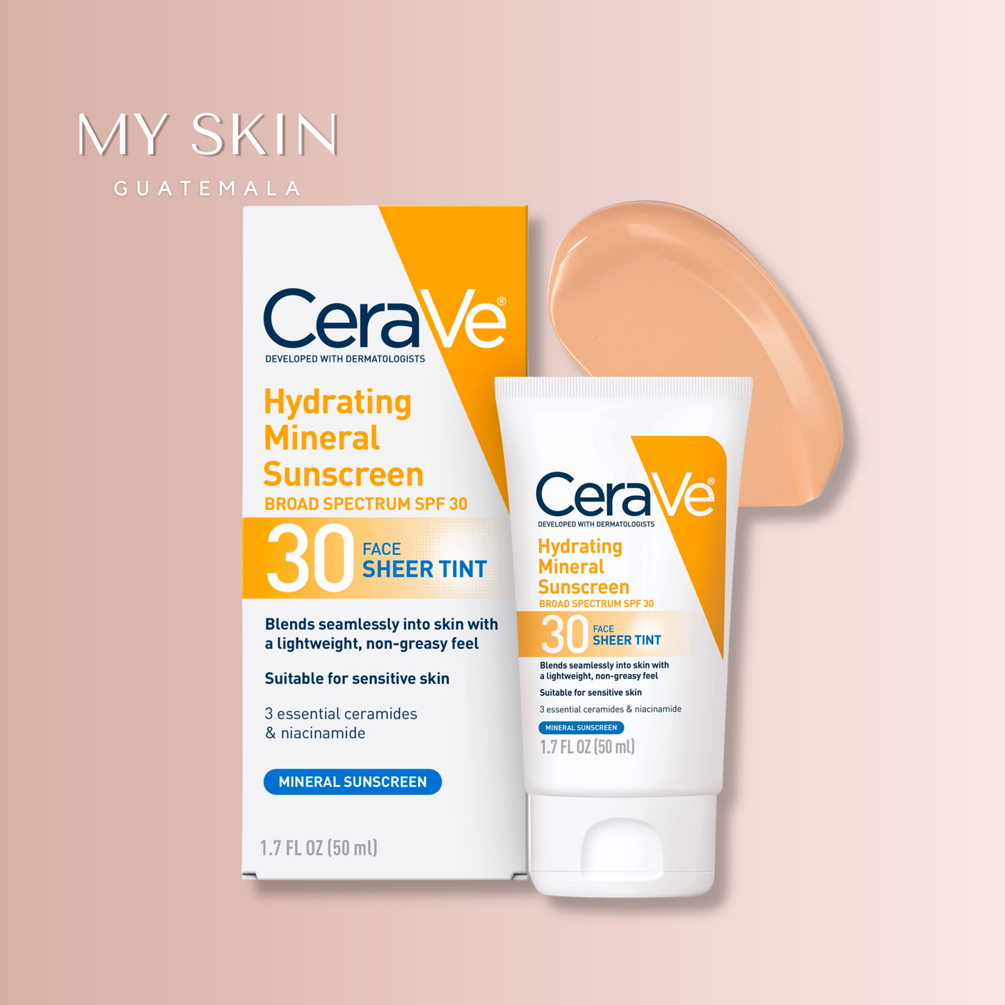 CeraVe Hydrating Mineral Sunscreen - Sheer Tint Facial SPF 30